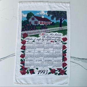 Vintage 1993 Bless This House Calendar Tea Towel